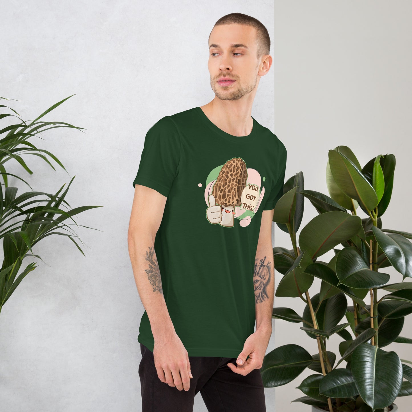 Morel_Support_Short_Sleeve_Unisex_T-shirt_Forest-green_Mockup