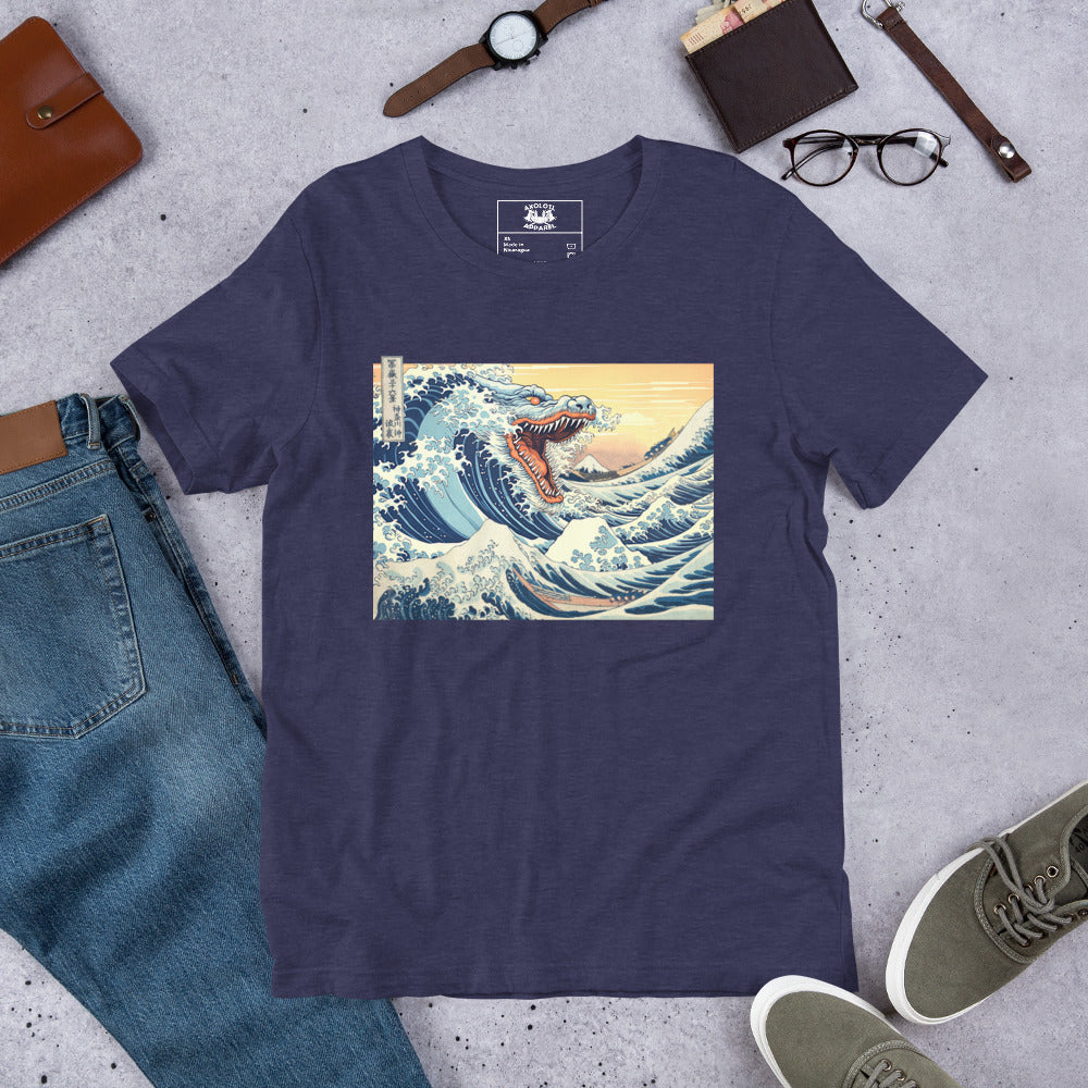 The-Great-Wave-of-Godzilla_Short-sleeve_Unisex_T-shirt_Heather-blue_Flat