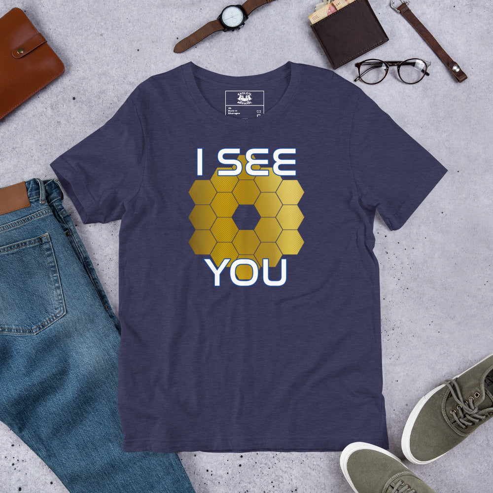 I See You Short-sleeve Unisex T-shirt Heather Navy Flat