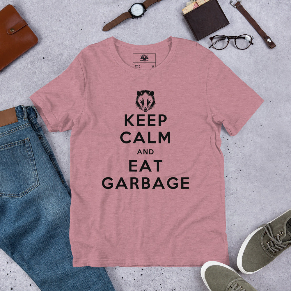 Eat Garbage, Opossum Short-Sleeve Unisex T-shirt Orchid Flat