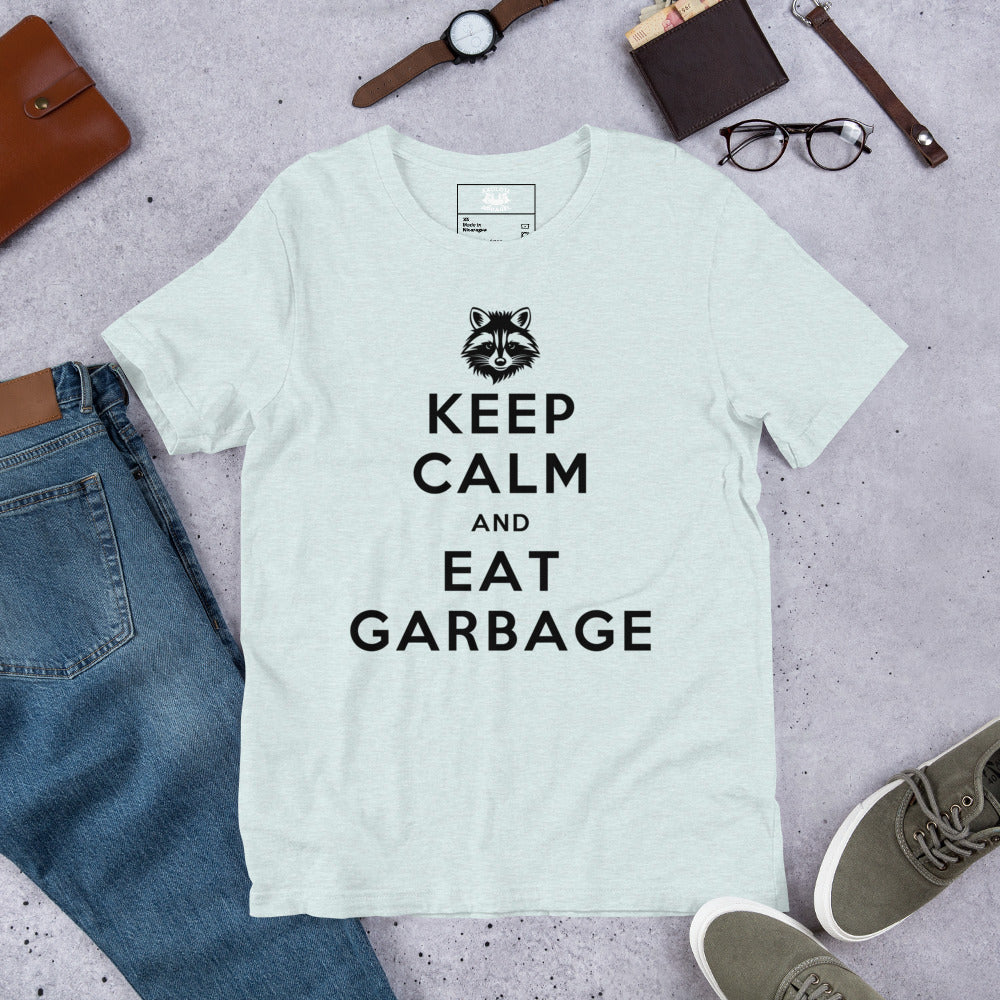 Eat Garbage Raccoon Short-sleeve Unisex T-shirt Ice Blue Flat