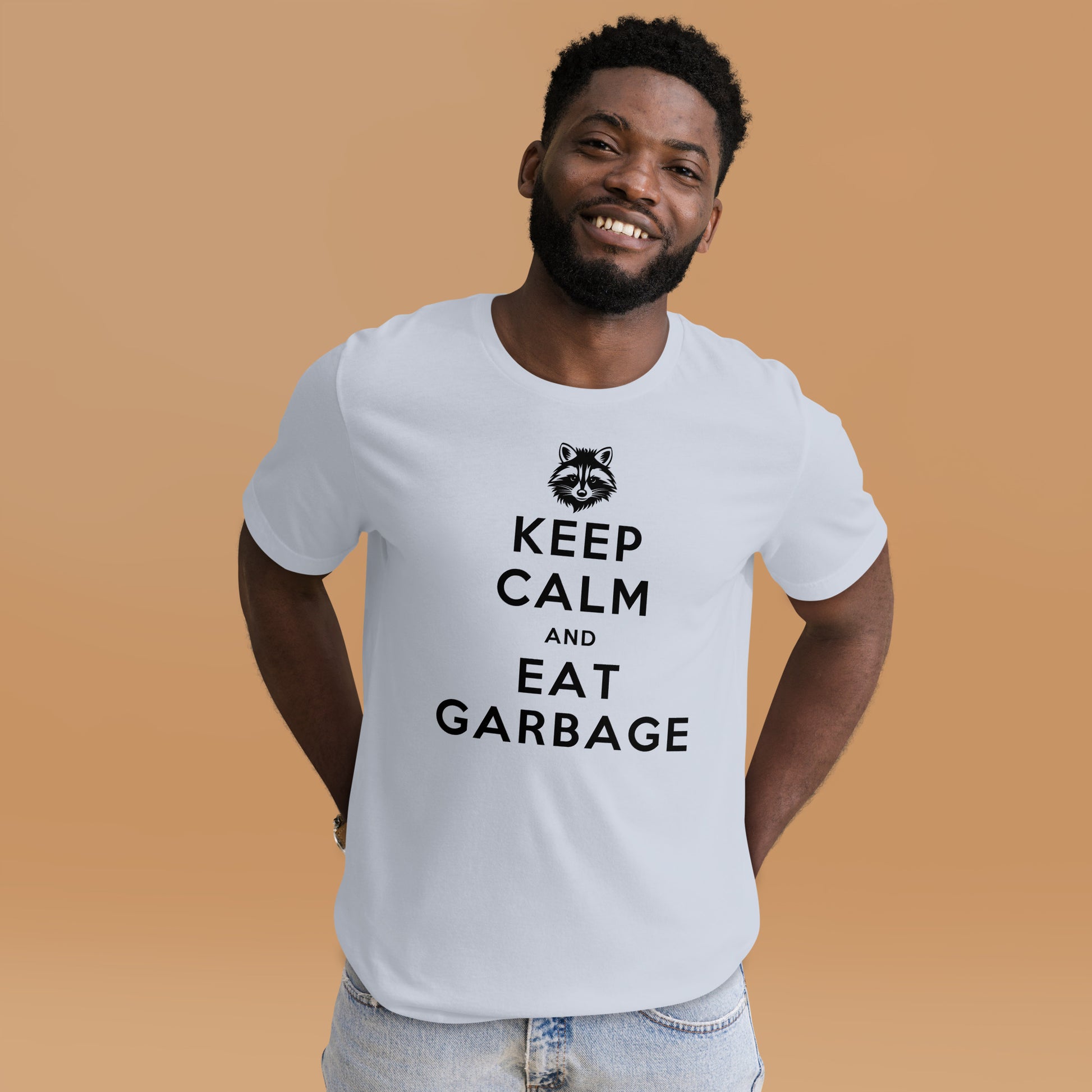 Eat Garbage Raccoon Short-sleeve Unisex T-shirt Light Blue Mockup