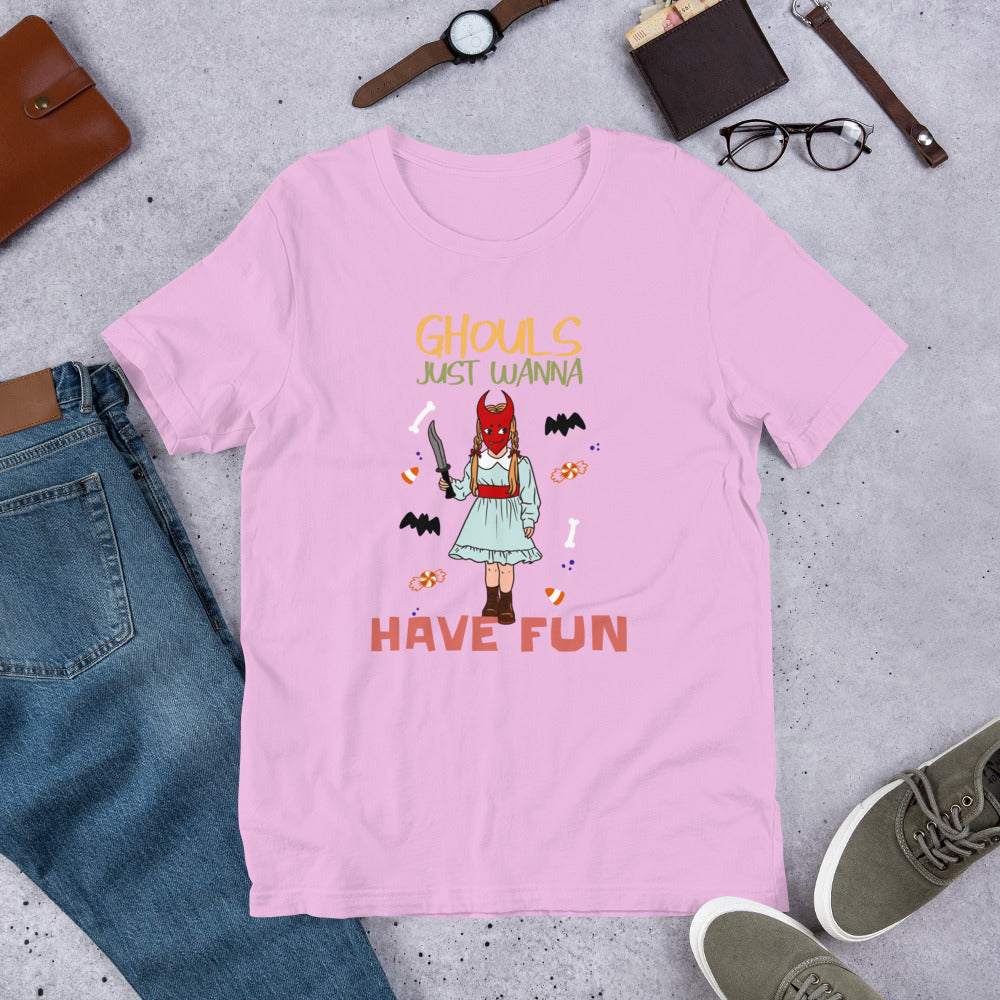 Ghouls Just Wanna Have Fun Short-sleeve Unisex T-shirt Lilac Flat