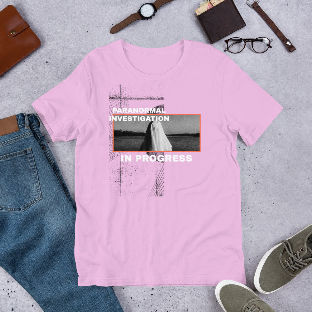 Paranormal Investigation In Progress Short-Sleeve Unisex T-Shirt Lilac Flat