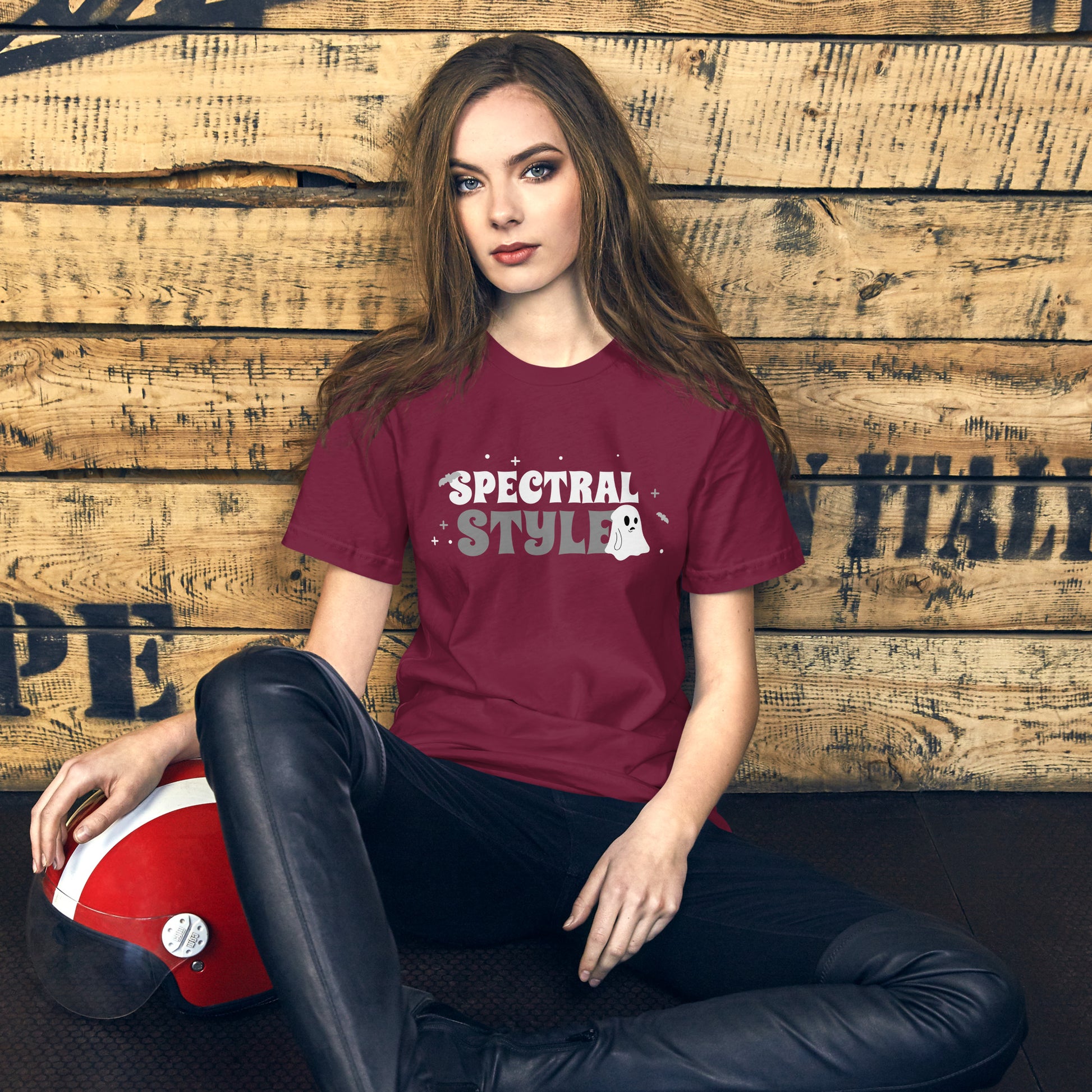 Spectral Style Short-sleeve Unisex T-shirt Maroon Mockup