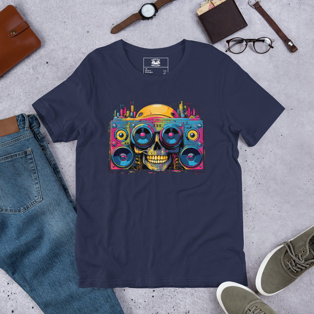 Skullbox_Short-sleeve_Unisex_T-shirt_Navy_Flat