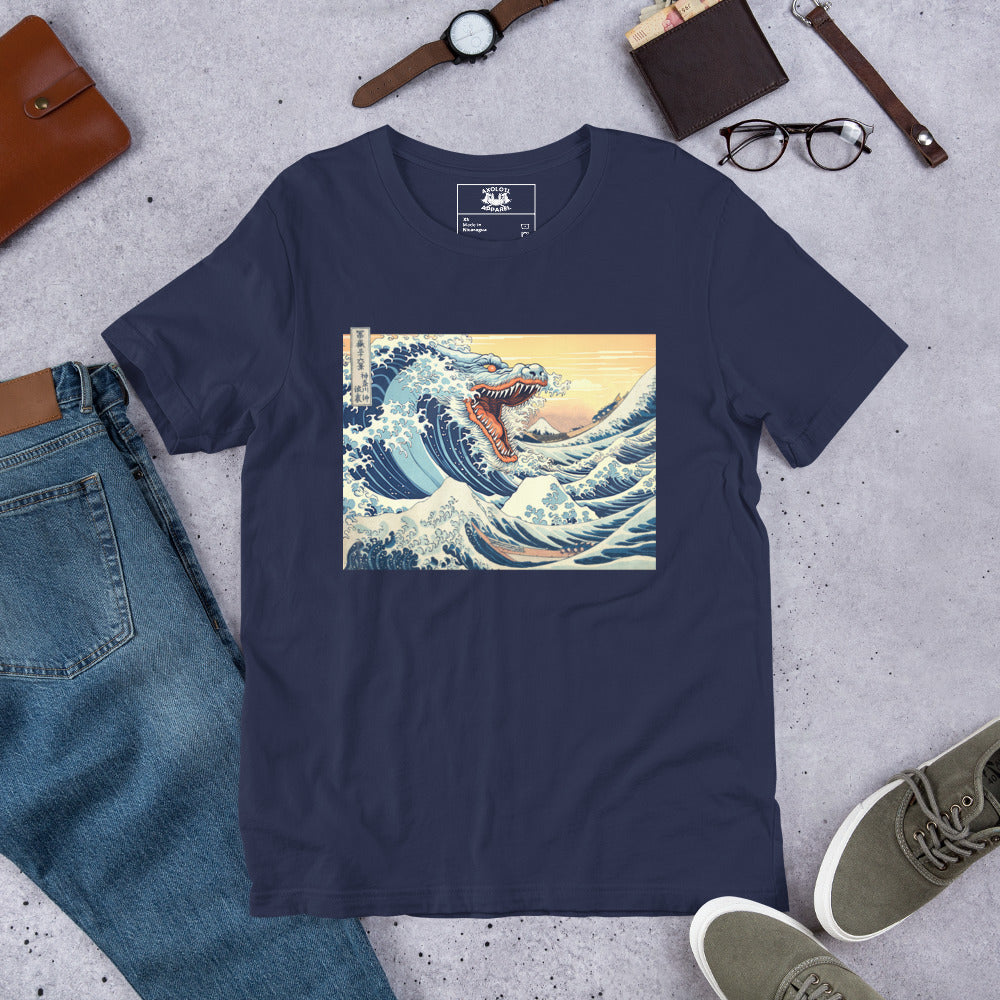 The-Great-Wave-of-Godzilla_Short-sleeve_Unisex_T-shirt_Navy_Flat