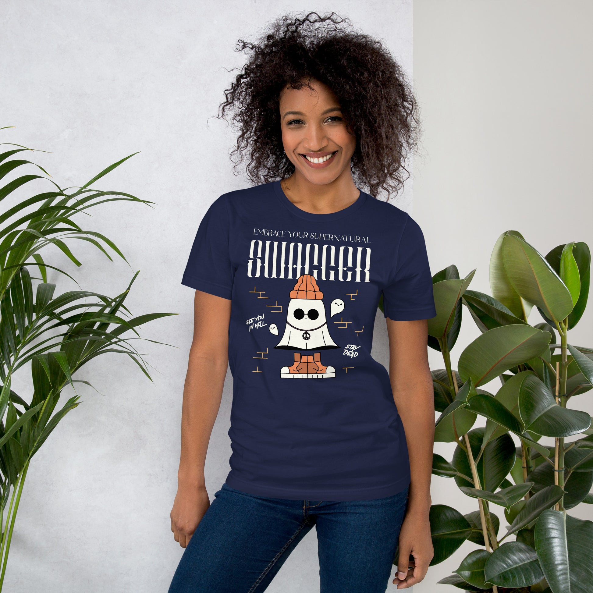 Embrace Your Supernatural Swagger Short-sleeve Unisex T-shirt Navy Mockup