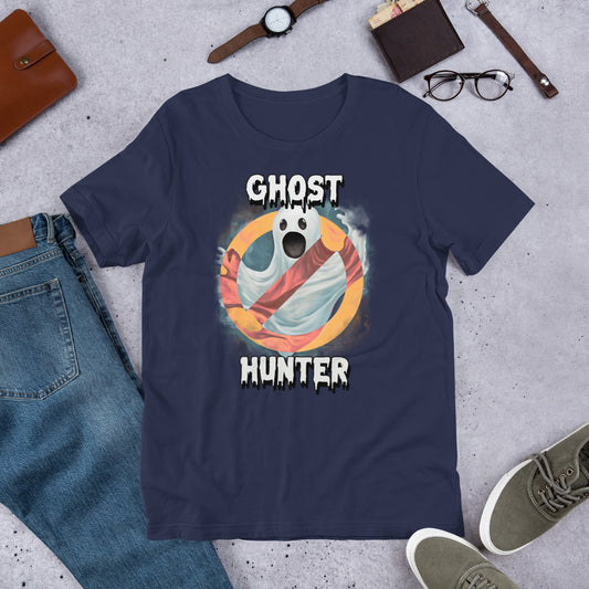 Ghost Hunter Short Sleeve Unisex T-shirt Navy Flat