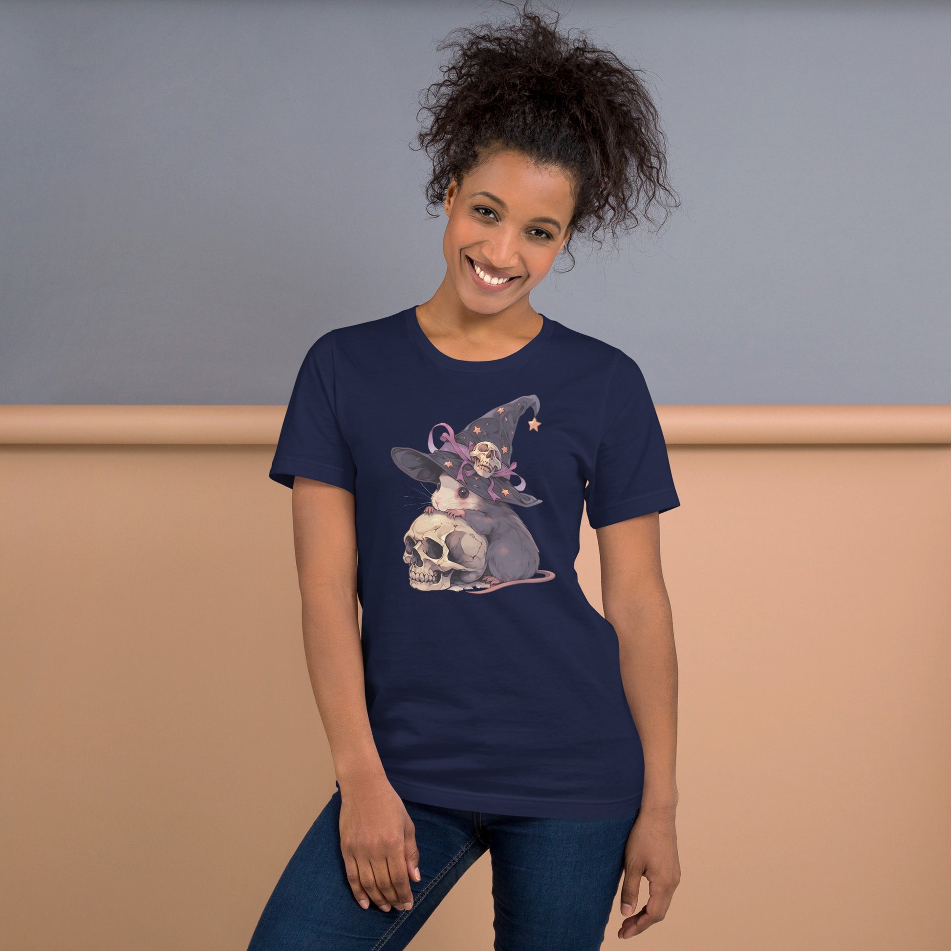 Witchy Rat short sleeve unisex t-shirt navy mockup