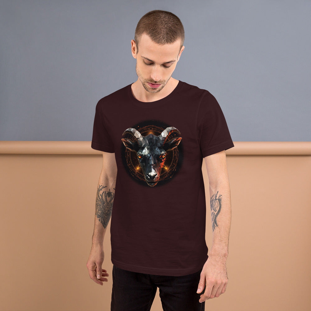 Black Goat Short-sleeve Unisex T-shirt Oxblood Mockup