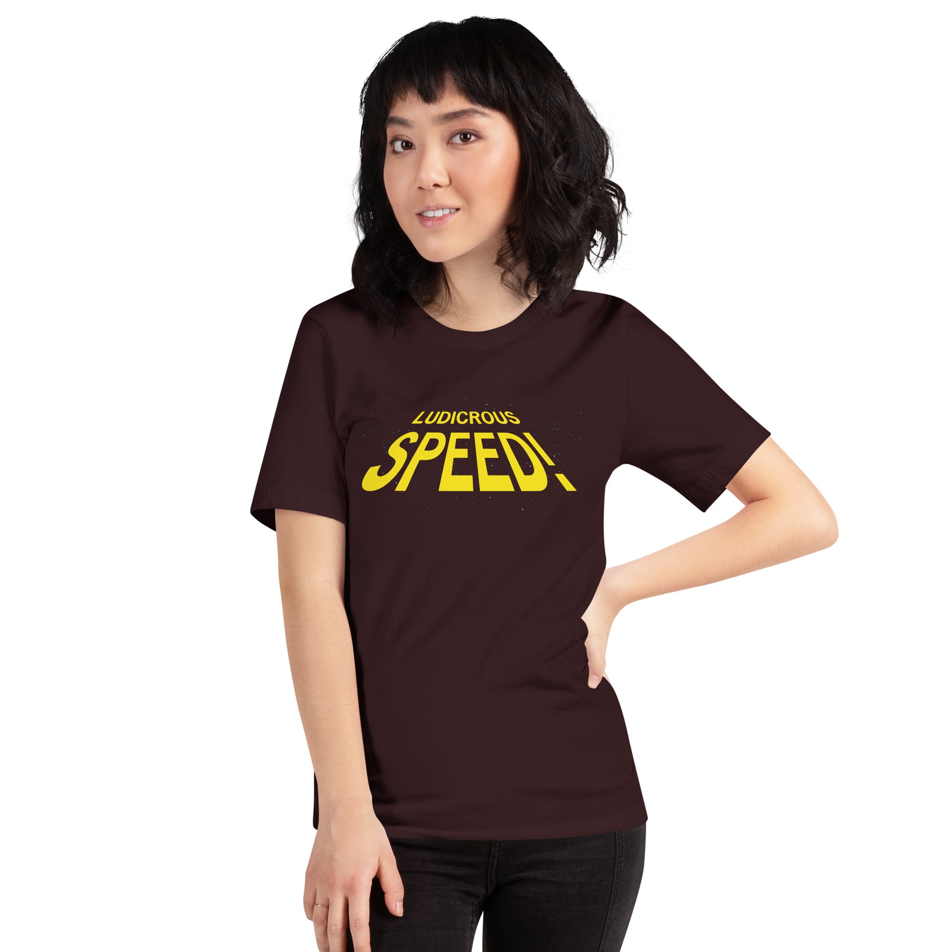 Ludicrous Speed Short-sleeve Unisex T-shirt Oxblood Mockup