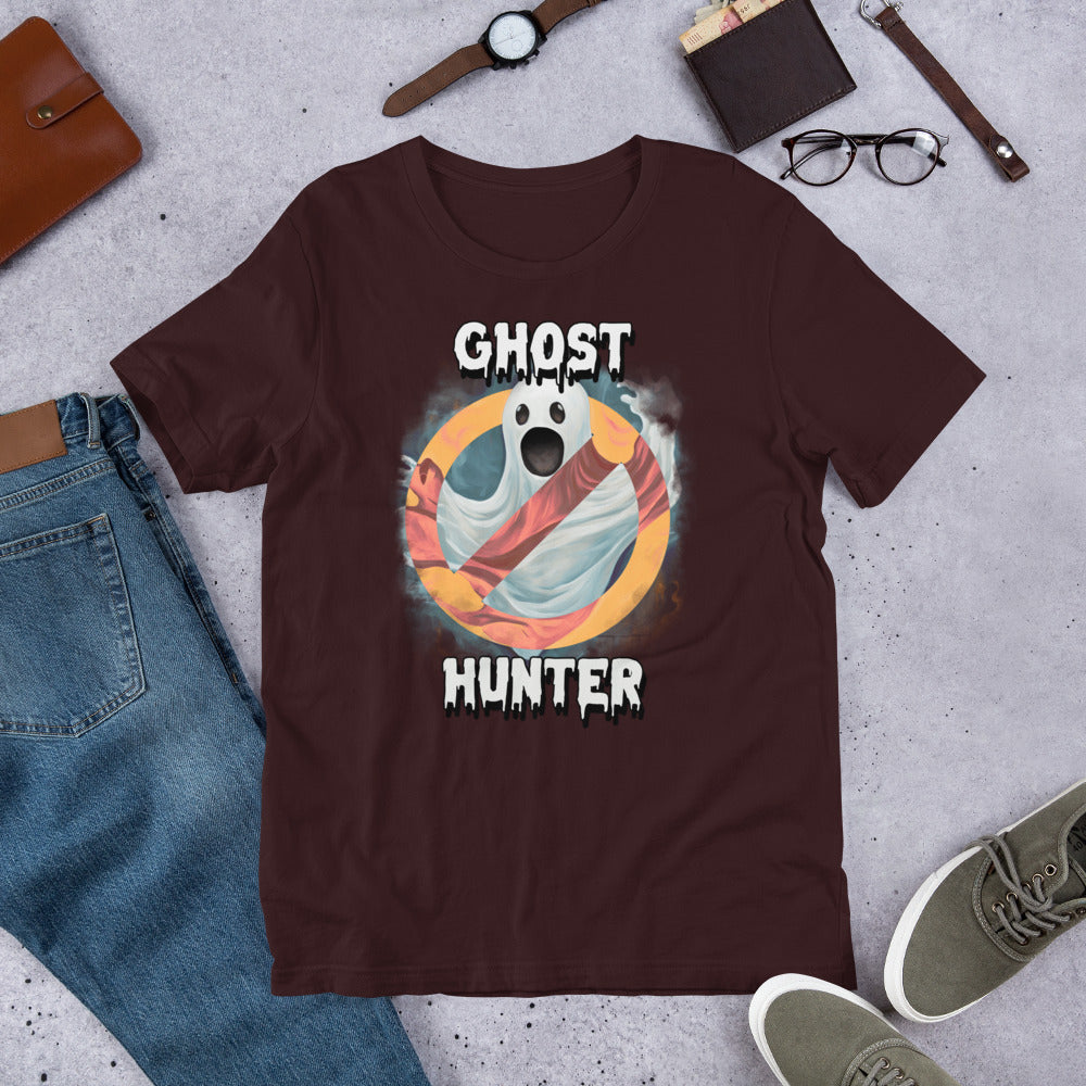 Ghost Hunter Short Sleeve Unisex T-shirt Oxblood Flat