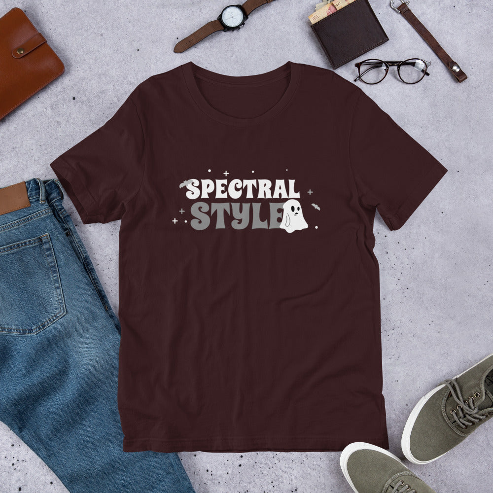 Spectral Style Short-sleeve Unisex T-shirt Oxblood Flat