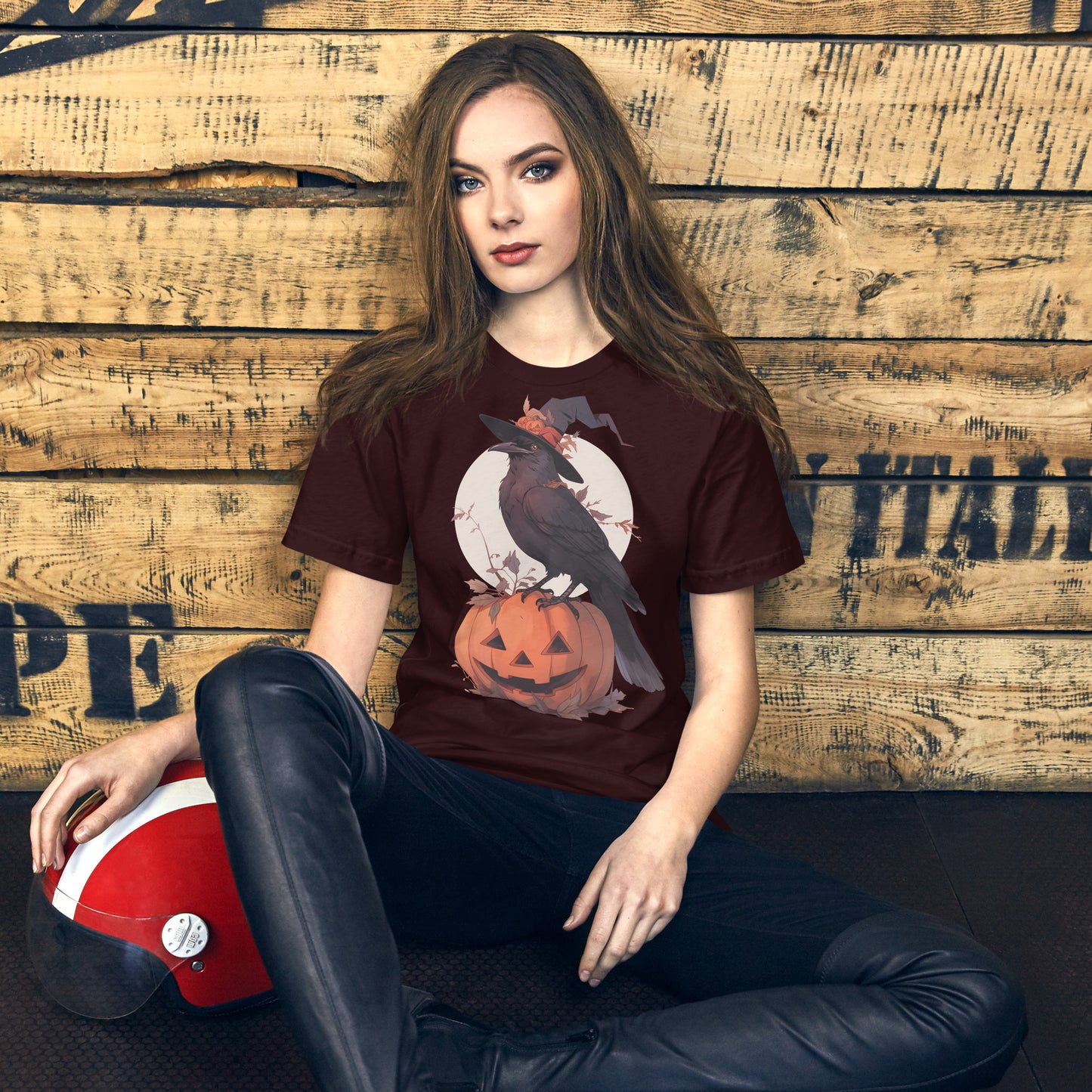 HallowRaven short sleeve unisex t-shirt oxblood mockup