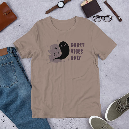 Ghost Vibes Only Short-sleeve Unisex T-shirt Pebble Flat