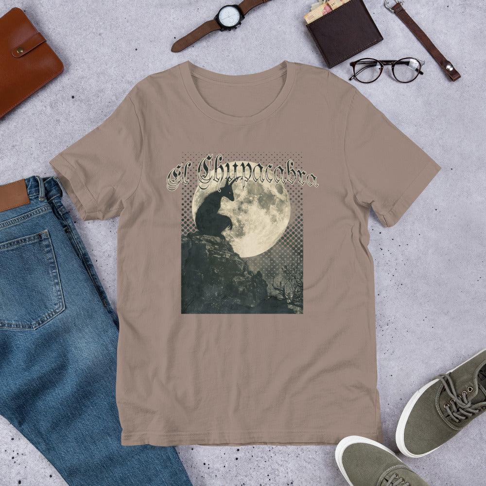 Chupacabra By Moonlight Short Sleeve Unisex T-shirt Pebble Flat