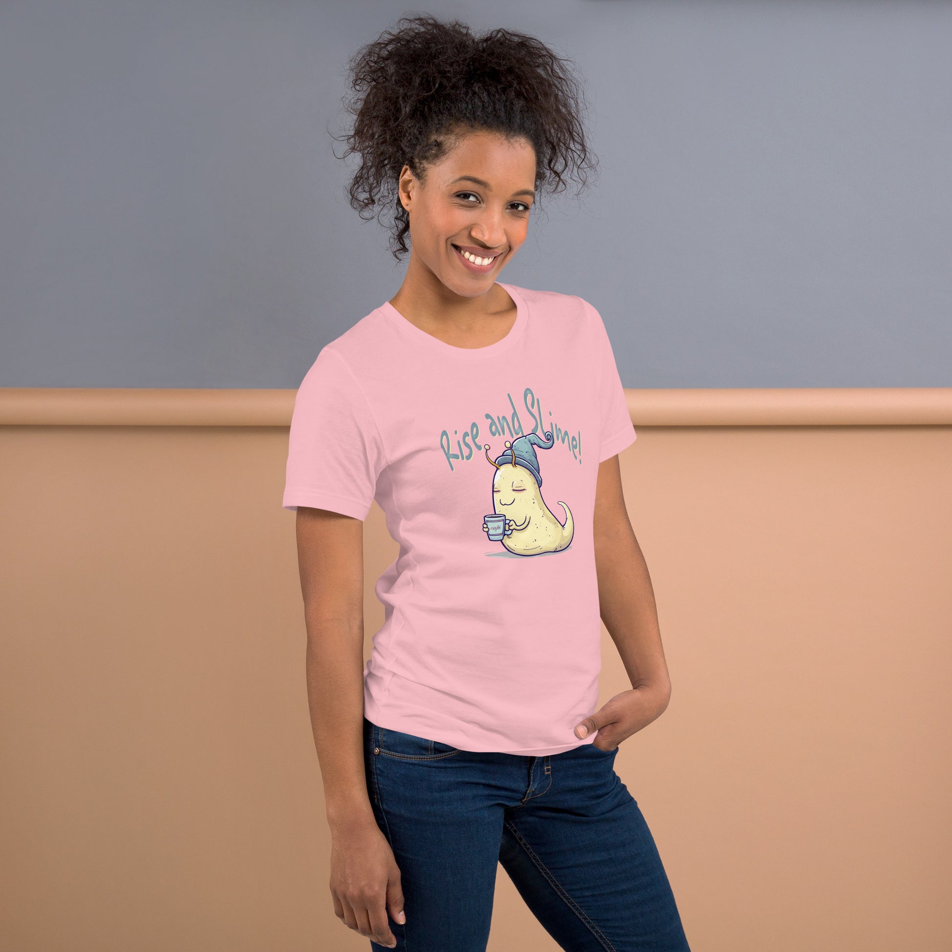 Rise and Slime Short-sleeve Unisex T-shirt Pink Mockup