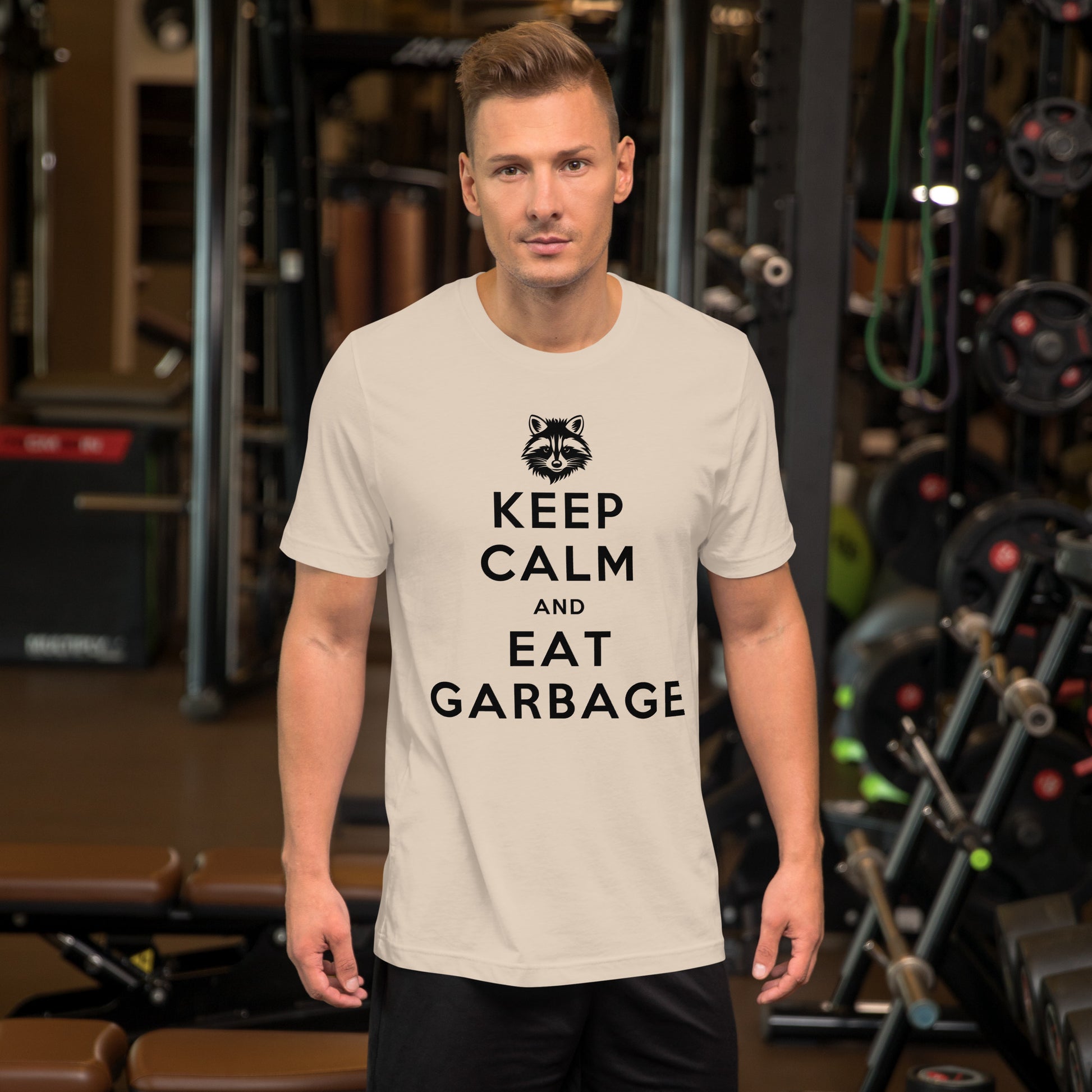 Eat Garbage Raccoon Short-sleeve Unisex T-shirt Cream Mockup