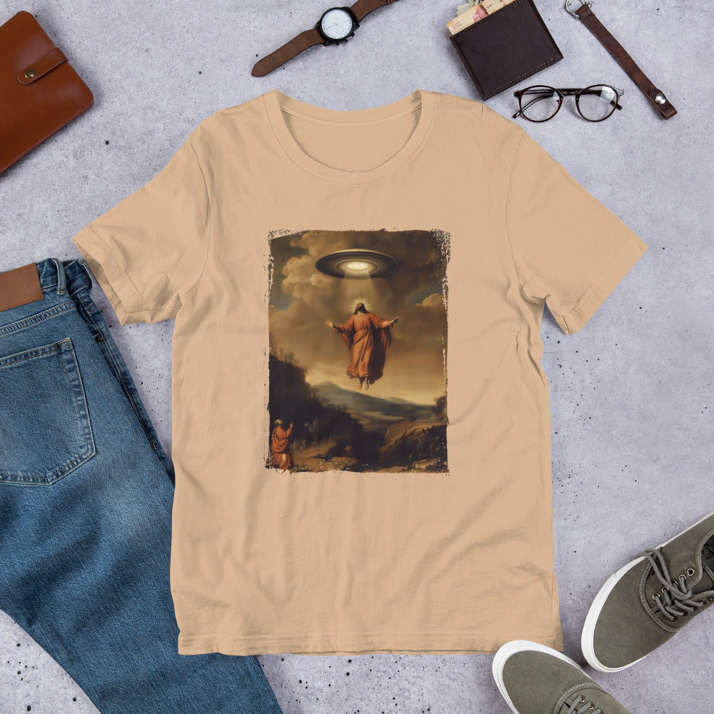 Jesus Ascending Short-sleeve Unisex T-shirt Tan Flat