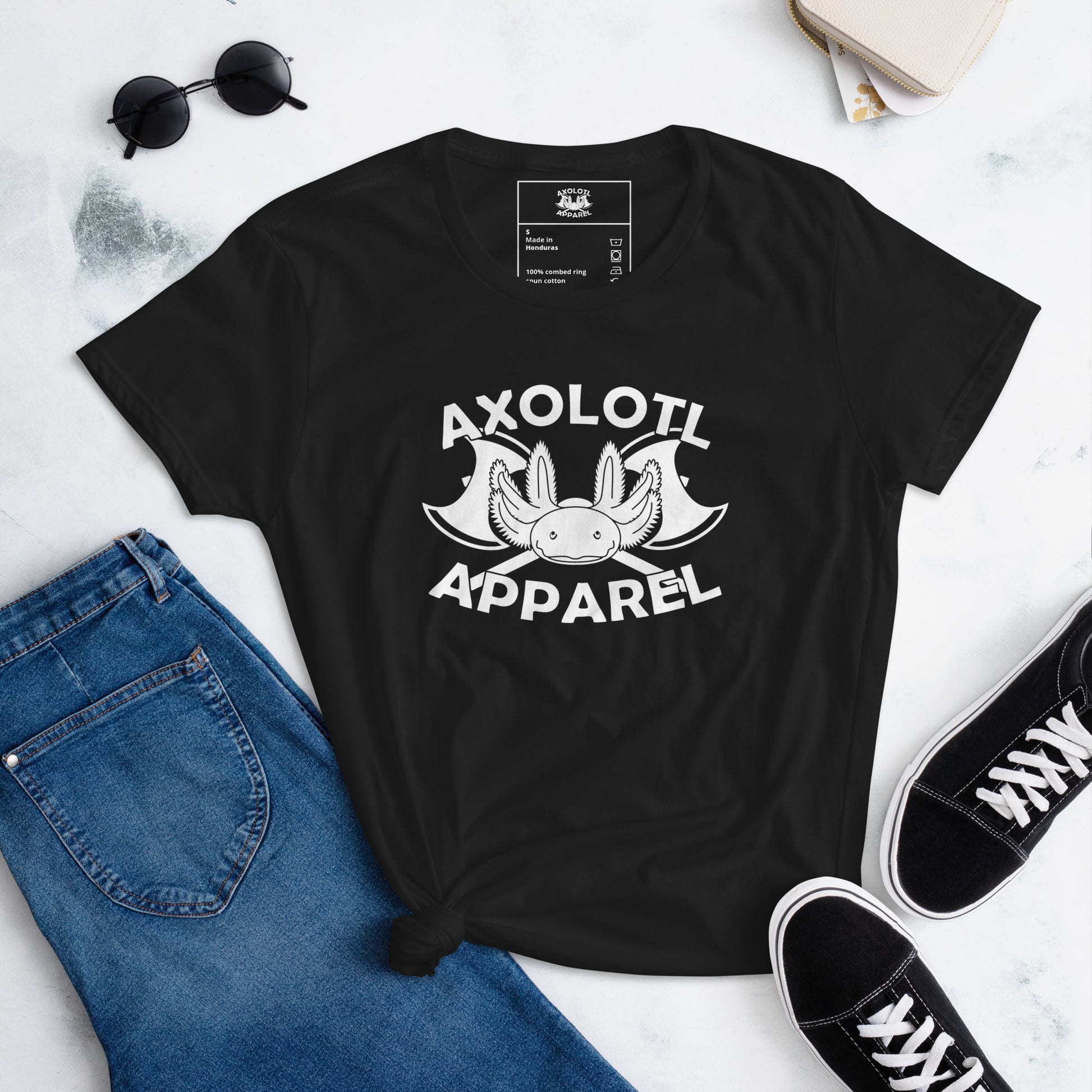 Axolotl-apparel-logo_Womens_Short-sleeve_T-shirt_Black_Flat