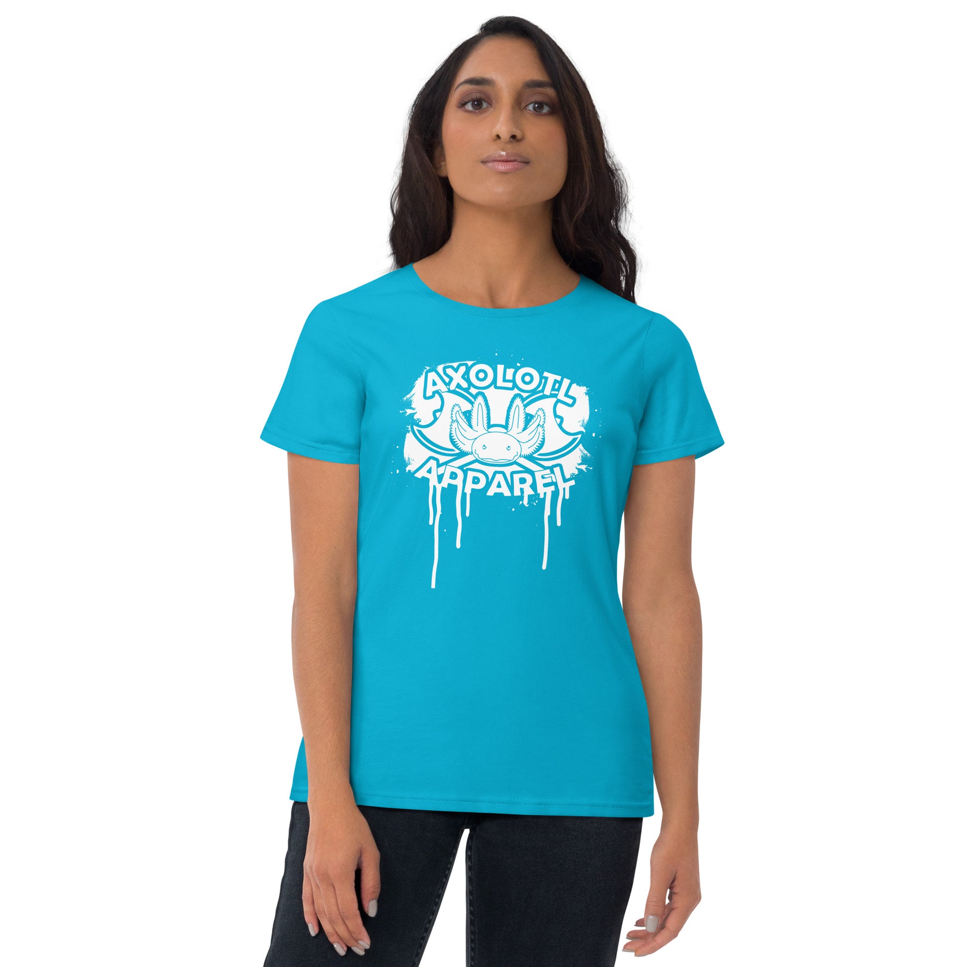Axolotl-Apparel-Spatter-Logo_Womens_Short-sleeve_T-shirt_Light-blue_Mockup