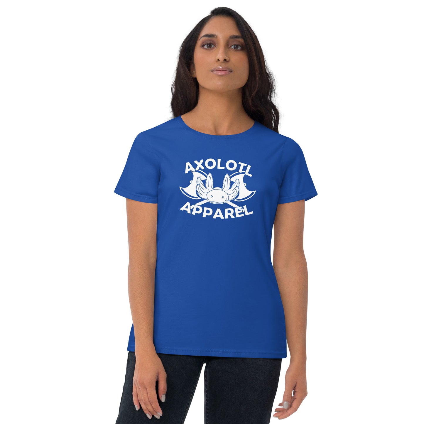 Axolotl-apparel-logo_Womens_Short-sleeve_T-shirt_Royal-blue_Mockup