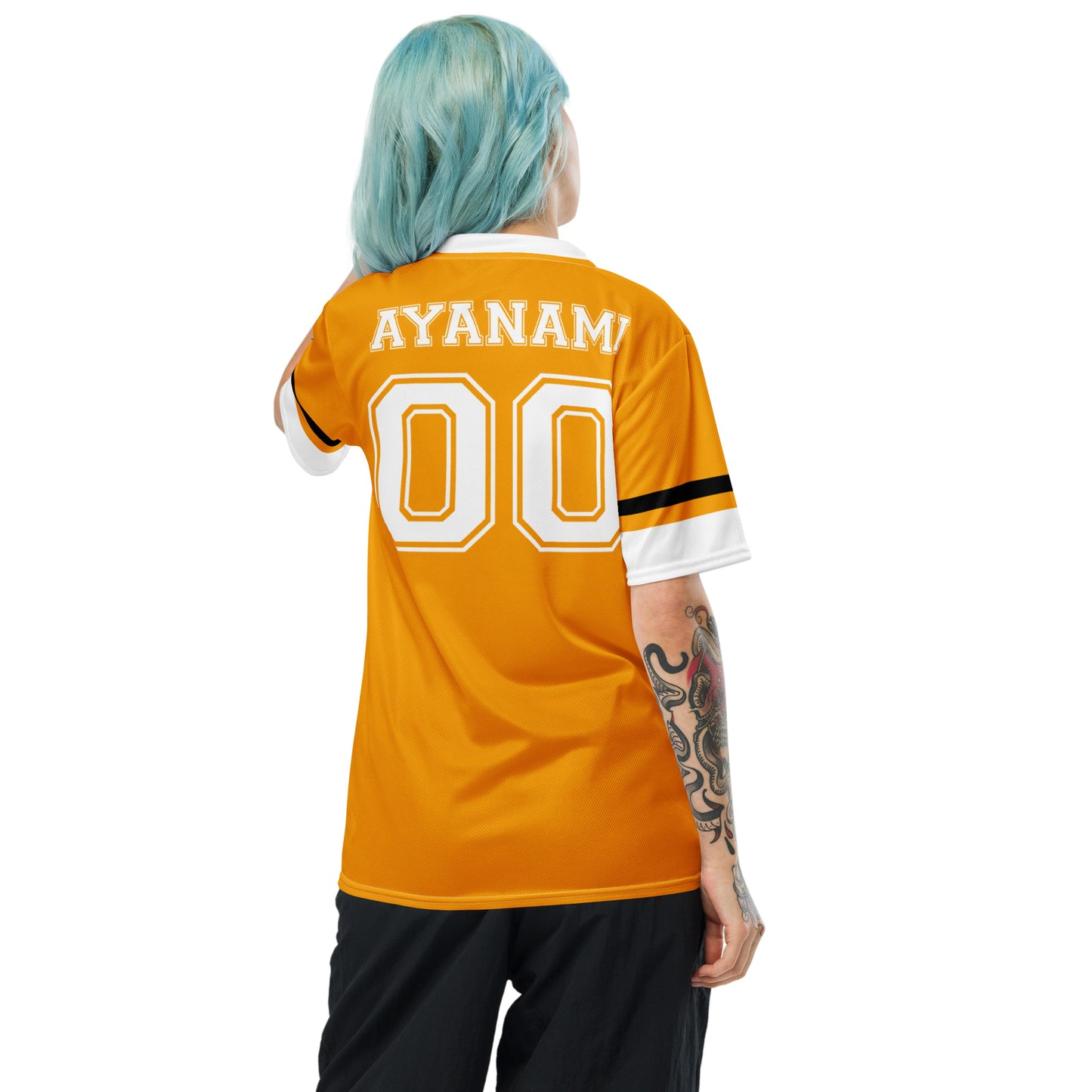 Rei Ayanami Eva Unit 00 Orange Unisex Jersey Back Mockup