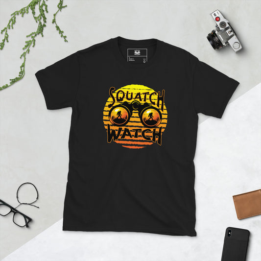 squatch watch short sleeve unisex t-shirt black flat