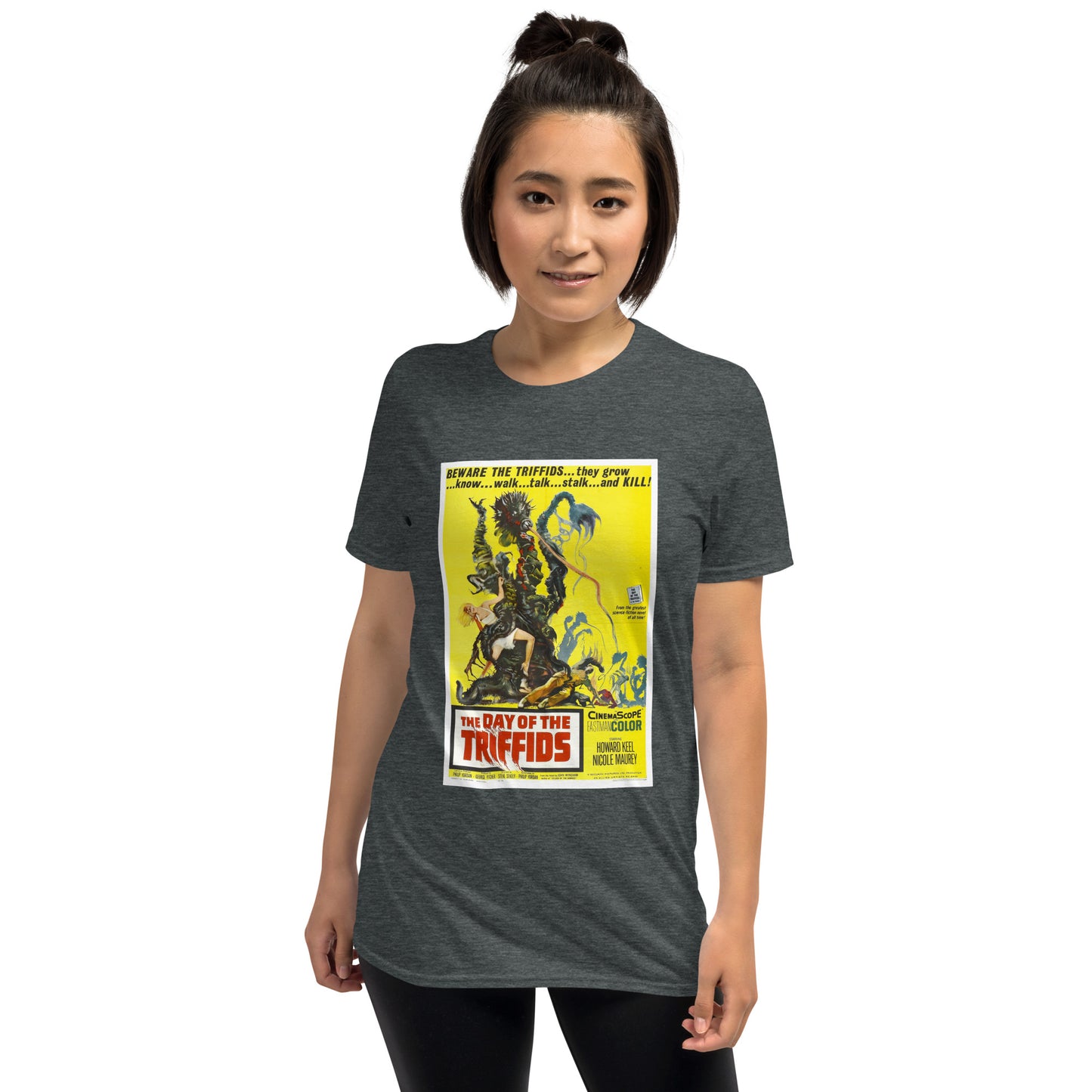 day of the triffids vintage movie poster short-sleeve unisex t-shirt grey mockup