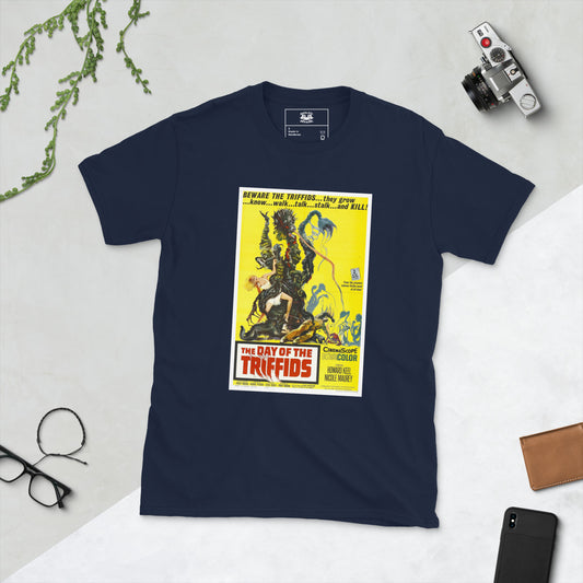 day of the triffids vintage movie poster short-sleeve unisex t-shirt navy flat