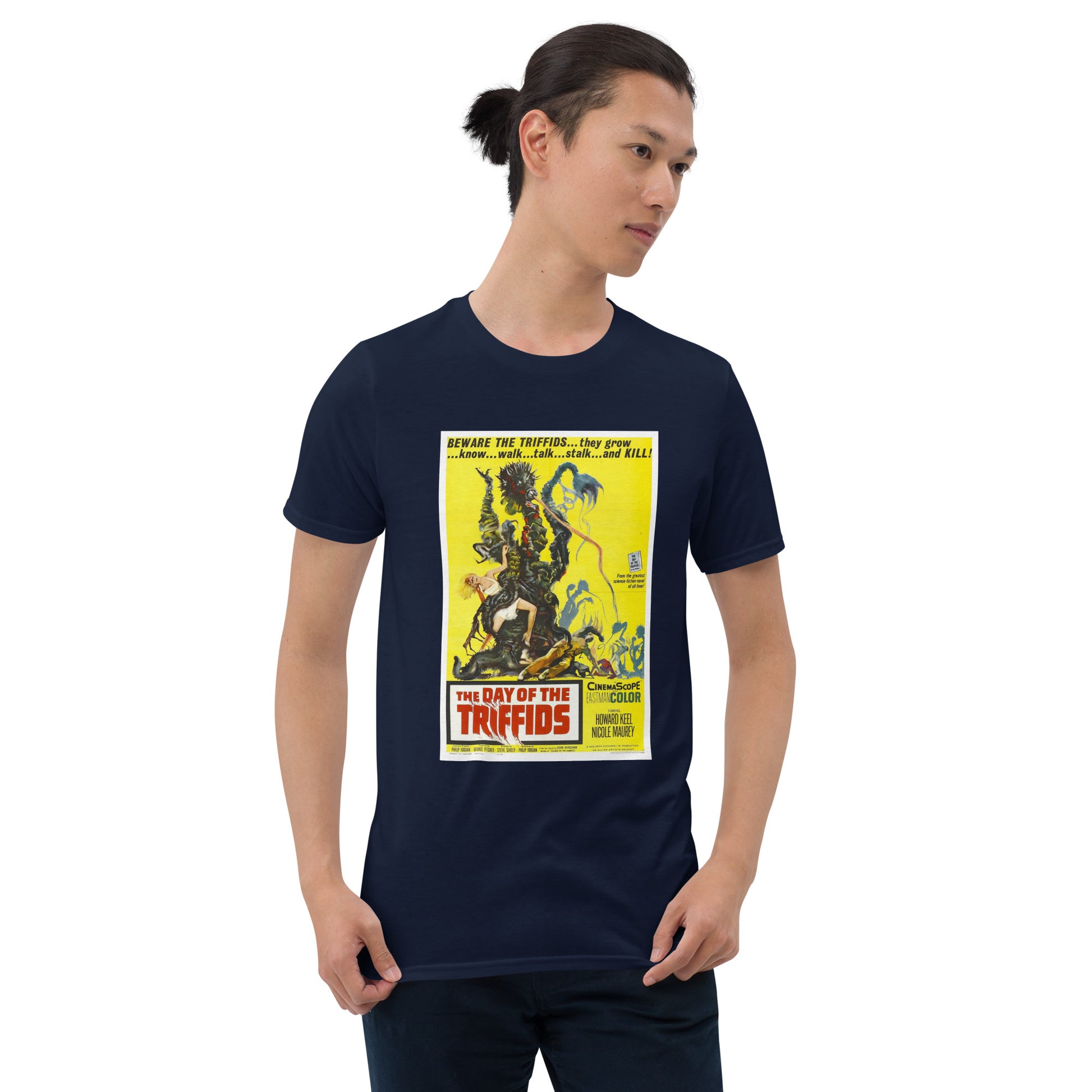 day of the triffids vintage movie poster short-sleeve unisex t-shirt navy mockup