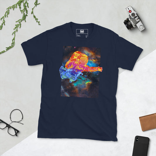 Rainbownaut Astronaut in Space Short-sleeve Unisex T-shirt Navy Flat
