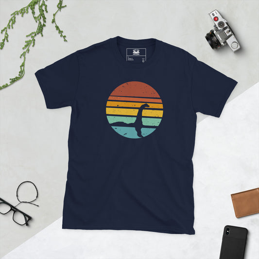 loch ness sunset short sleeve unisex t-shirt navy flat