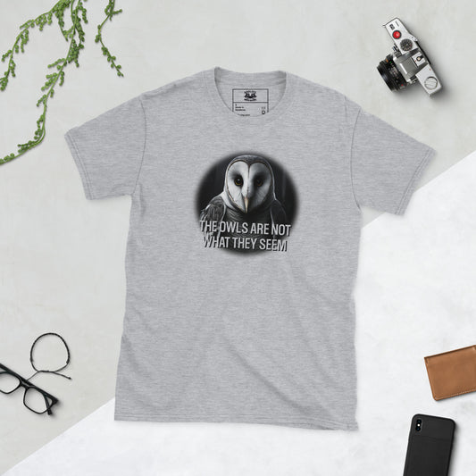 The Owls Are Not What They Seem Short-Sleeve Unisex T-shirt Heather Grey Flat