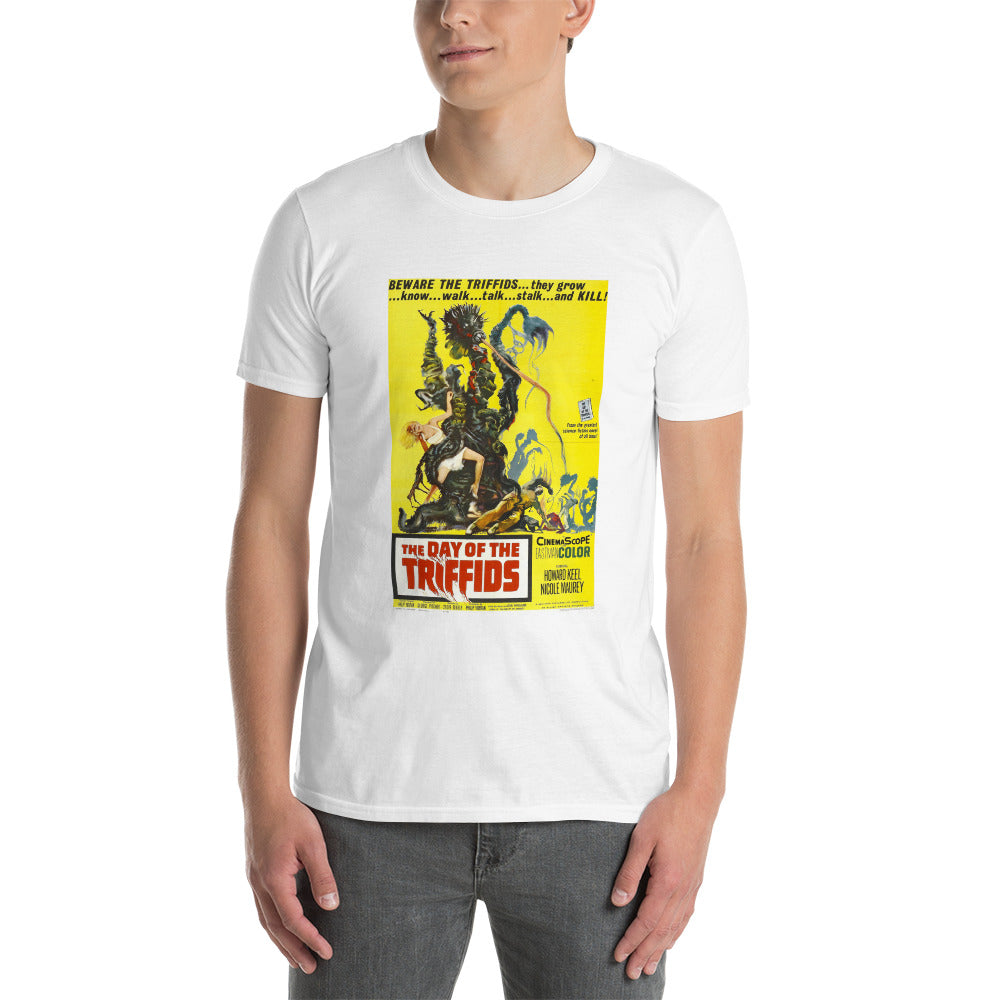 day of the triffids vintage movie poster short-sleeve unisex t-shirt white mockup