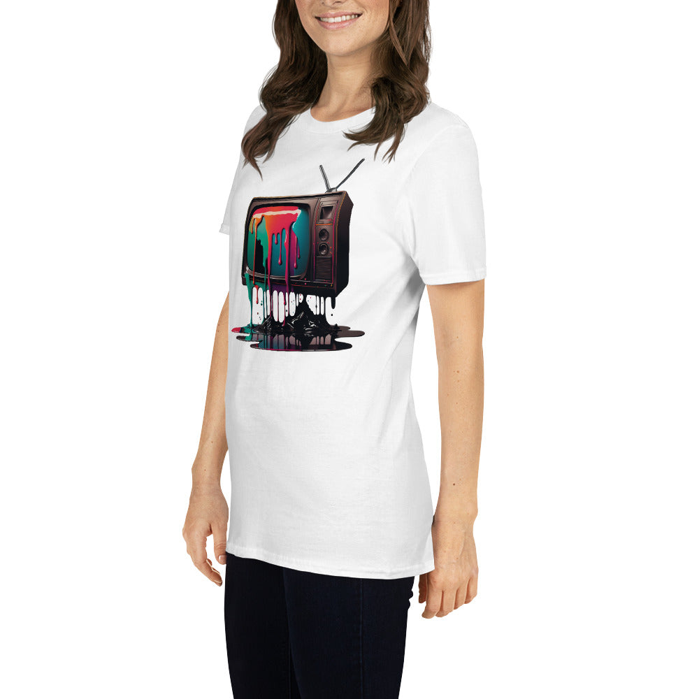 liquid television short sleeve unisex t-shirt white mockup