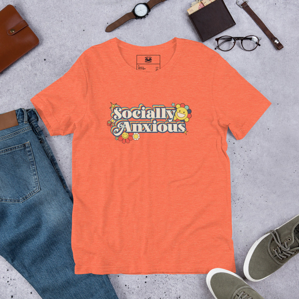 Socially Anxious Short-sleeve Unisex T-shirt Orange Flat