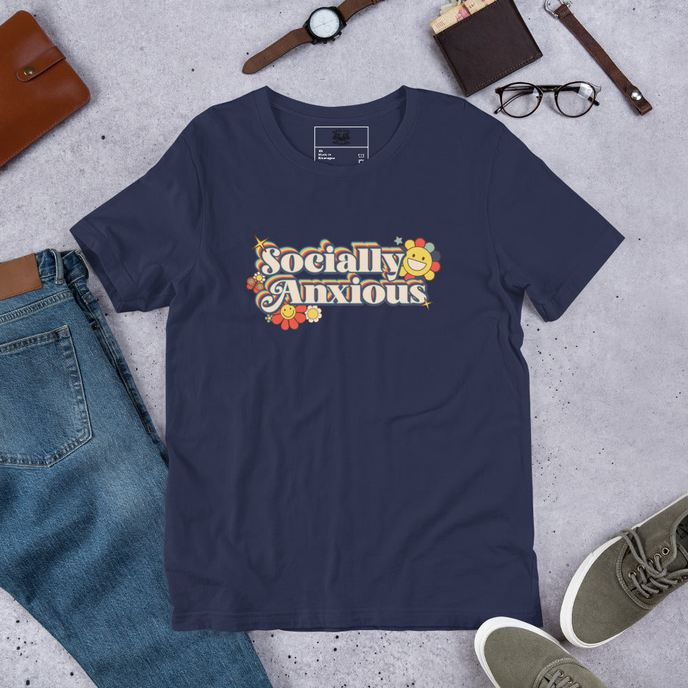 Socially Anxious Short-sleeve Unisex T-shirt Navy Flat