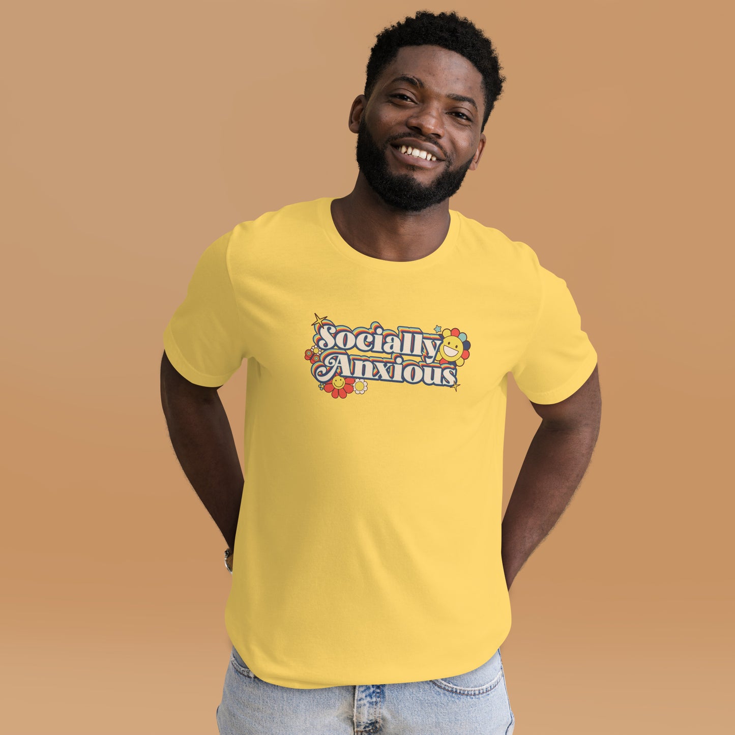 Socially Anxious Short-sleeve Unisex T-shirt Yellow Mockup