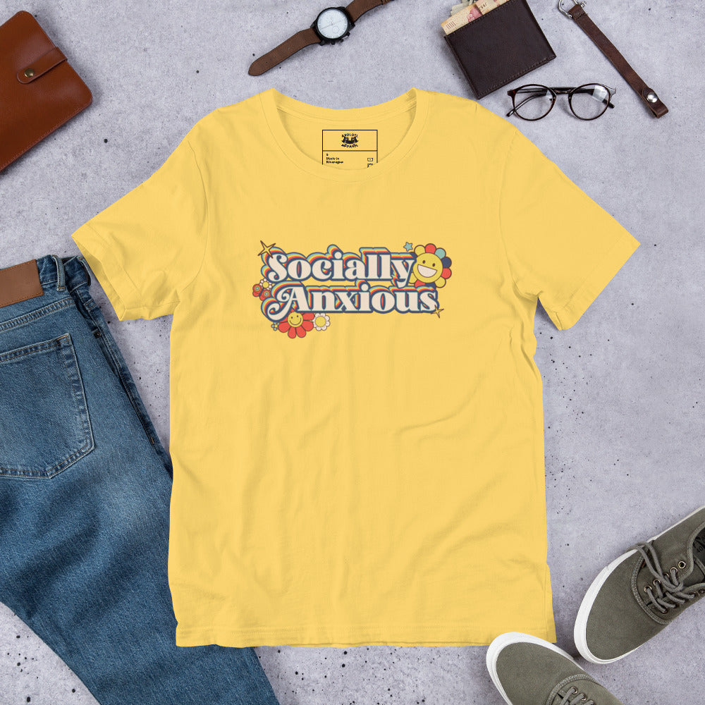 Socially Anxious Short-sleeve Unisex T-shirt Yellow Flat