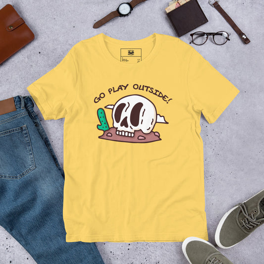 Go Play Outside Short-Sleeve Unisex T-shirt Yellow Flat